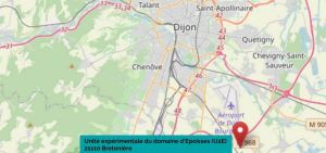 Image montrant la localisation de l'unité expérimentale du domaine d'Epoisses par raport à le ville de Dijon